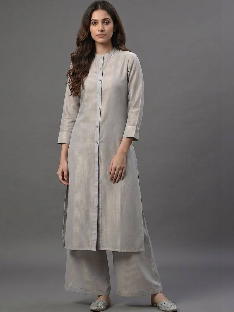 tailored women striped regular kurta with palazzos