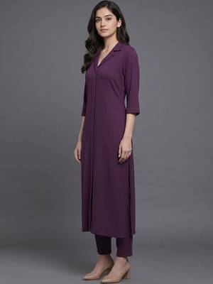 everyday workwear women regular silk crepe kurta with trousers 2