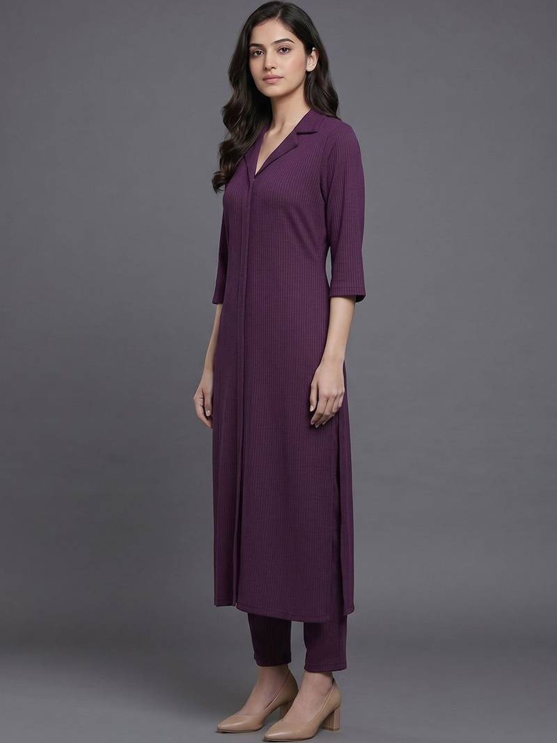 everyday workwear women regular silk crepe kurta with trousers