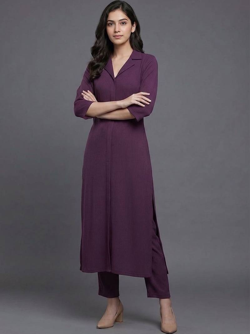 everyday workwear women regular silk crepe kurta with trousers