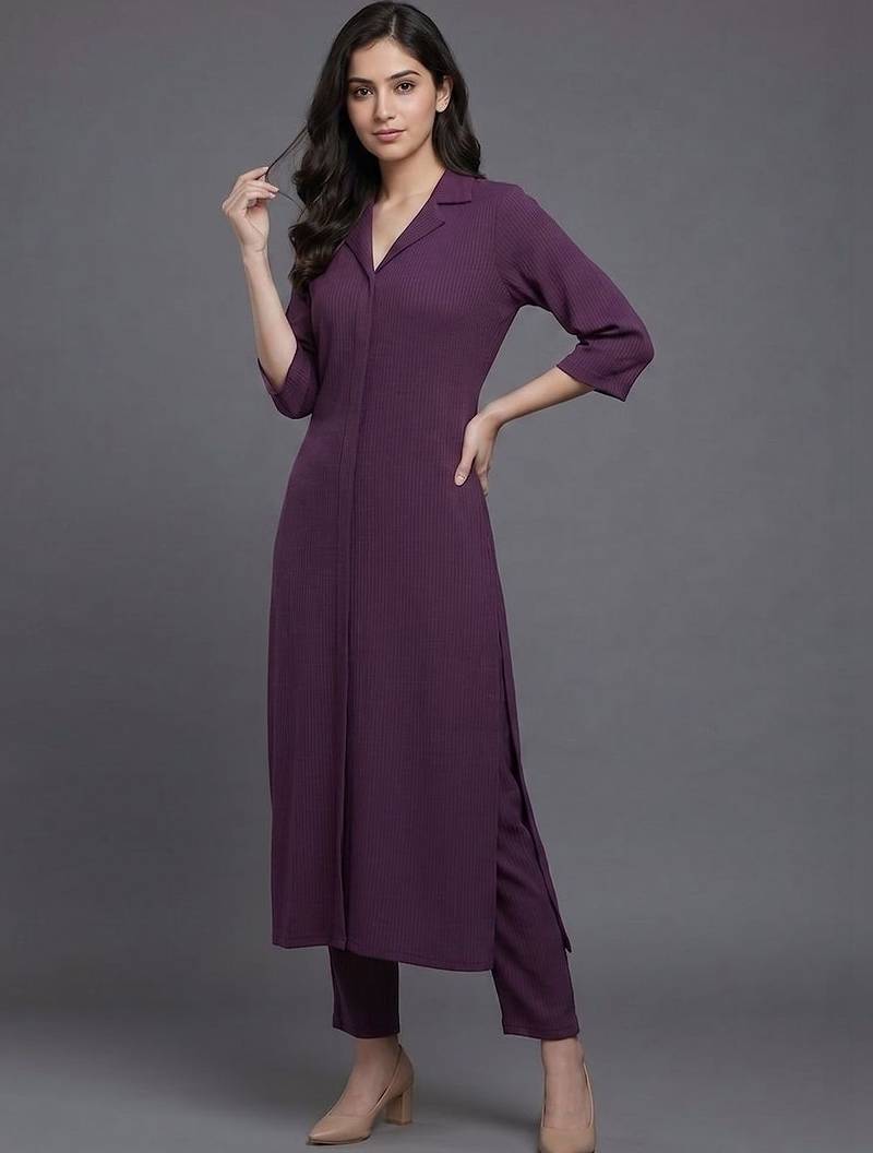 everyday workwear women regular silk crepe kurta with trousers