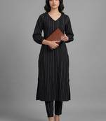 tailored women striped regular silk crepe kurta with trousers
