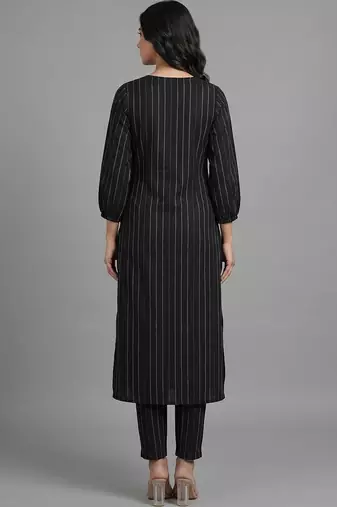 tailored women striped regular silk crepe kurta with trousers