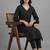tailored women striped regular silk crepe kurta with trousers