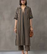 workwear women striped regular cotton kurta with trousers