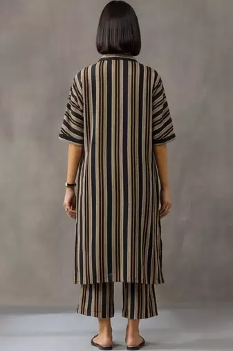 workwear women striped regular cotton kurta with trousers