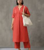 formal women printed regular cotton kurta with trousers