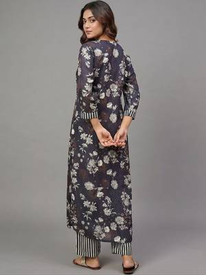 everyday workwear women floral printed regular kurta with trousers 3