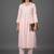 structured women printed pleated kurta with trousers