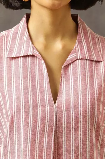 workwear women striped regular cotton kurta with trousers