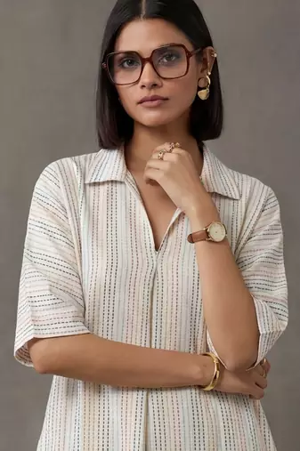 everyday workwear women striped regular cotton kurta with trousers