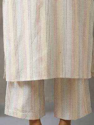 everyday workwear women striped regular cotton kurta with trousers 4