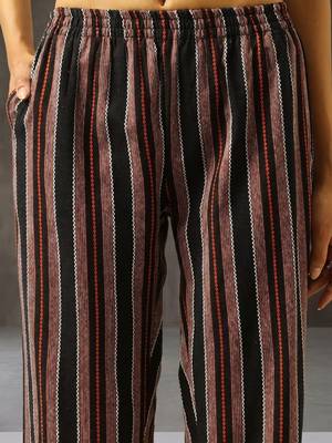 structured women striped regular cotton kurta with trousers 4