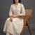 formal women striped pleated kurta with trousers