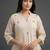 formal women striped pleated kurta with trousers