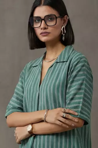 workwear women striped regular cotton kurta with trousers