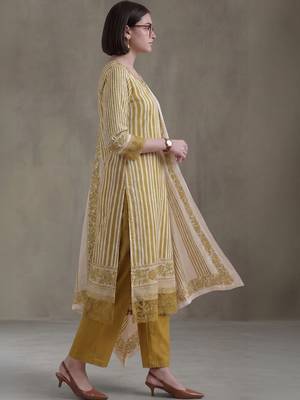 formal women printed regular sequinned cotton kurta with palazzos & with dupatta 6