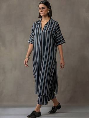 workwear women striped regular cotton kurta with palazzos 2