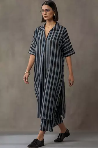workwear women striped regular cotton kurta with palazzos