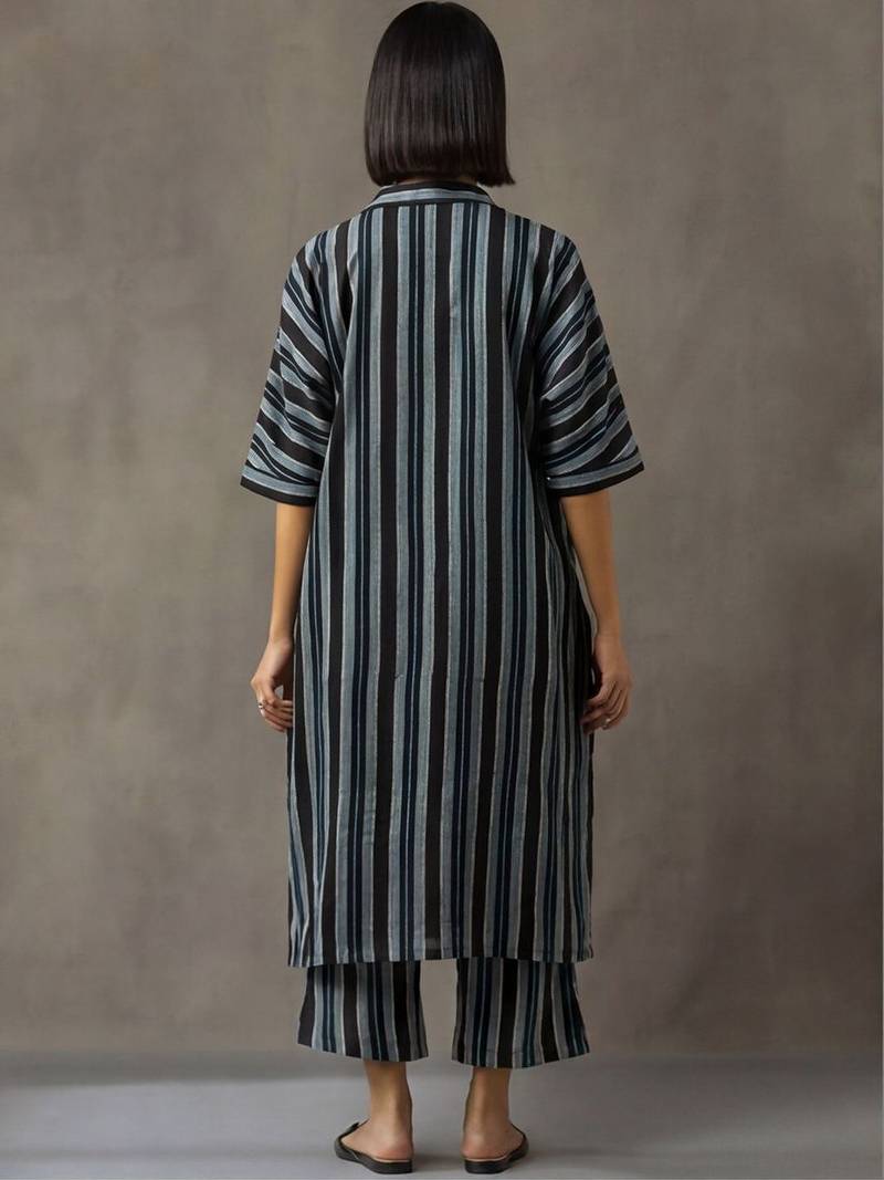 workwear women striped regular cotton kurta with palazzos