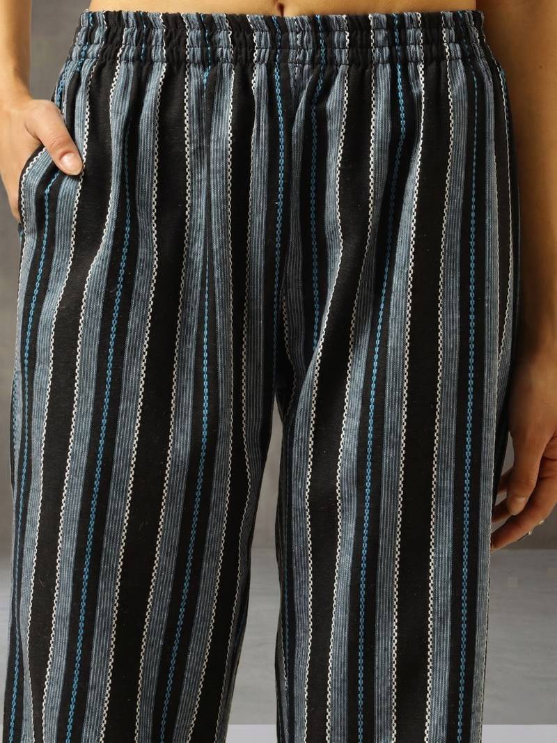 workwear women striped regular cotton kurta with palazzos