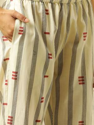 everyday workwear women striped regular cotton kurta with trousers 4