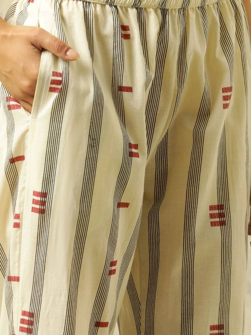 everyday workwear women striped regular cotton kurta with trousers