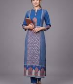 everyday workwear women ethnic motifs printed regular kurta with trousers