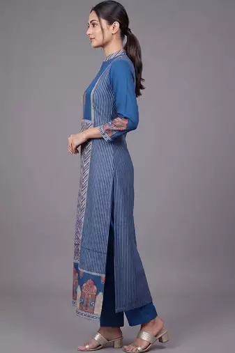 everyday workwear women ethnic motifs printed regular kurta with trousers
