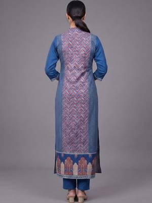 everyday workwear women ethnic motifs printed regular kurta with trousers 3