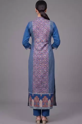 everyday workwear women ethnic motifs printed regular kurta with trousers