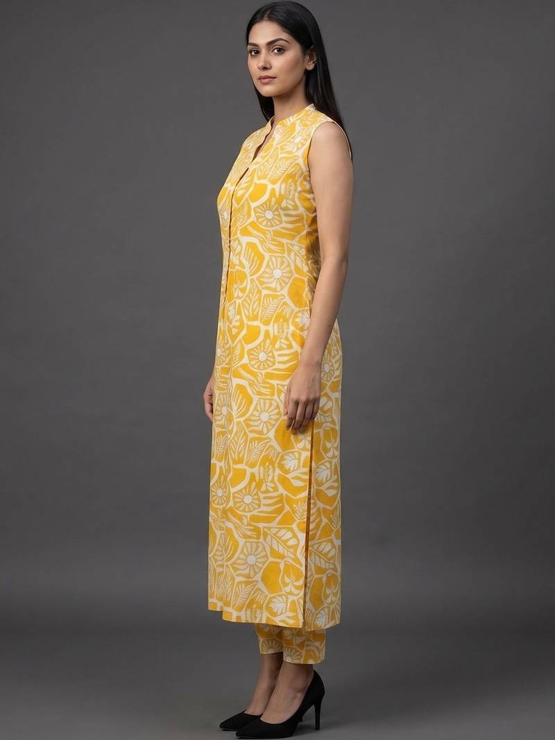 tailored women floral printed regular kurta with trousers