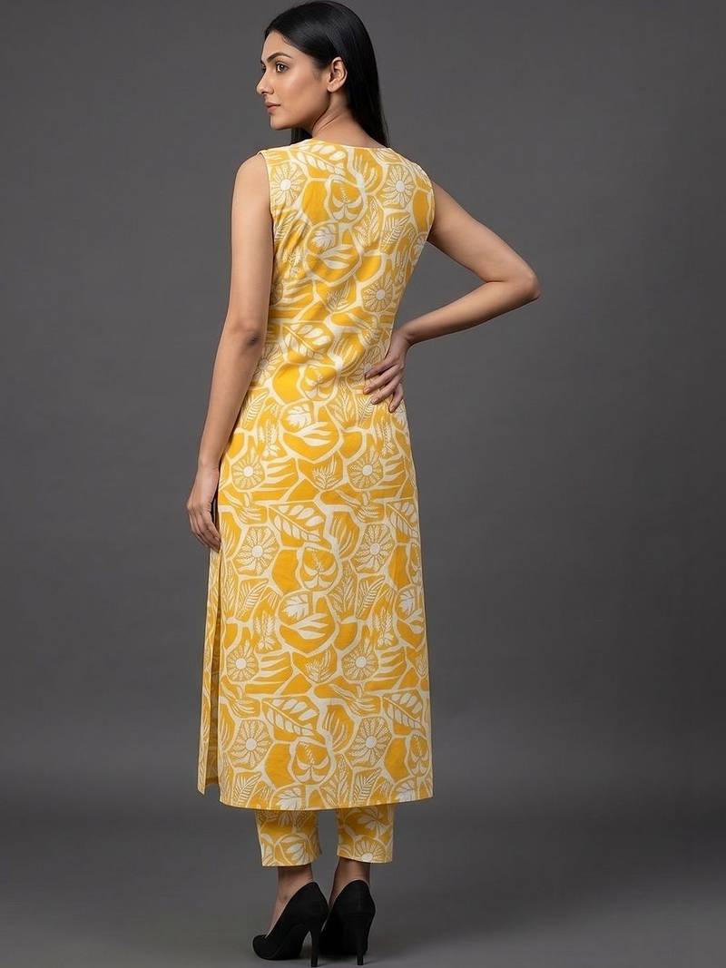 tailored women floral printed regular kurta with trousers