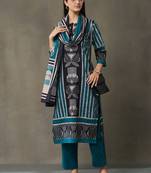 women ethnic motifs printed regular cotton kurta with trousers & with dupatta
