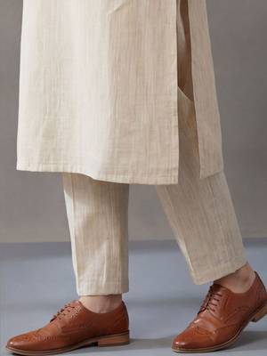 tailored women work motifs thread work cotton kurta with trousers & dupatta 6