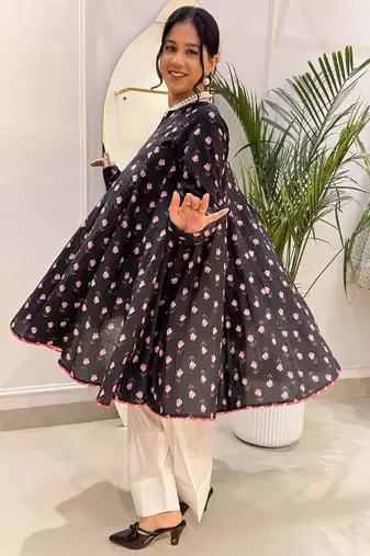 Black printed and pink farsi salwar