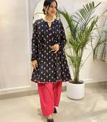 Black printed and pink farsi salwar