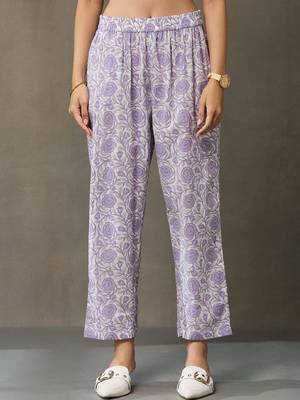 structured workwear women ethnic motifs printed regular cotton kurta with trousers 2
