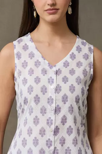 structured workwear women ethnic motifs printed regular cotton kurta with trousers