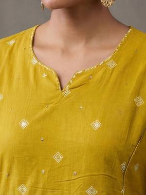 floral embroidered a-line cotton kurta & trousers sets 6
