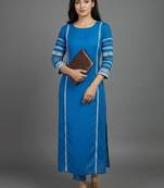 formal women ethnic motifs embroidered regular thread work kurta with trousers