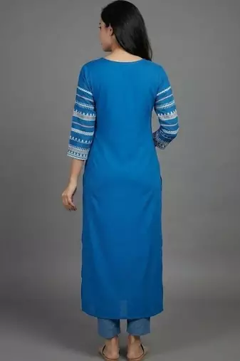 formal women ethnic motifs embroidered regular thread work kurta with trousers
