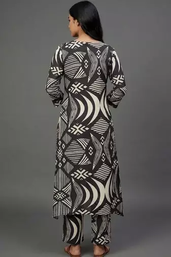 office-wear women printed regular kurta with trousers