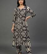 office-wear women printed regular kurta with trousers