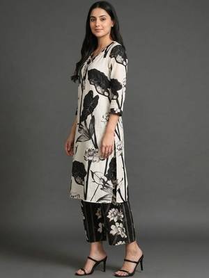 everyday classic women floral printed regular cotton kurta with palazzos 4
