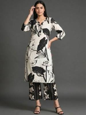 everyday classic women floral printed regular cotton kurta with palazzos 5