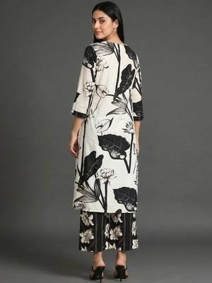everyday classic women floral printed regular cotton kurta with palazzos 6