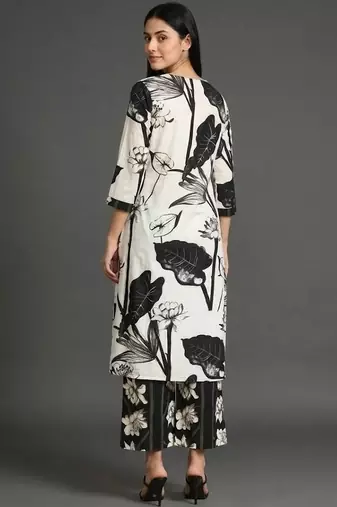everyday classic women floral printed regular cotton kurta with palazzos
