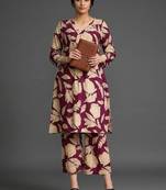 structured workwear women floral printed regular cotton kurta with trousers