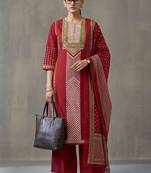 floral printed straight cotton kurta & trousers sets